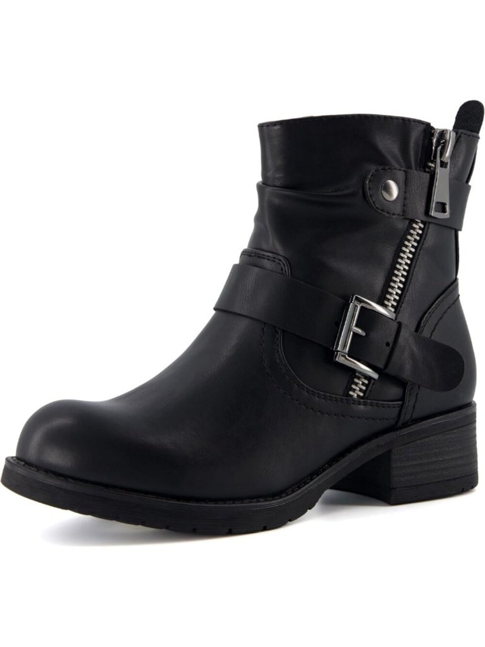 Stylish Women's Ankle Boots - Comfortable Combat Booties with Zipper & Buckle